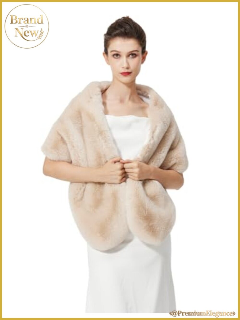 Faux Fur Shawl Wrap Evening Wedding Winter Bridal Stole Silk Lining